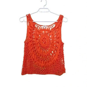 Garage, tangerine crocheted tank top, size  XS, EUC